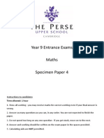 Year 9 Maths Specimen Paper 4