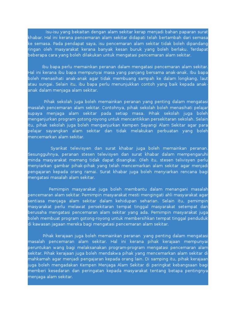 Cara Cara Mengatasi Pencemaran Alam Sekitar Pdf