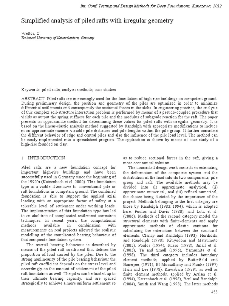 Piled Rafts: Simplified Geometry Analysis | PDF | Stiffness | Deep ...