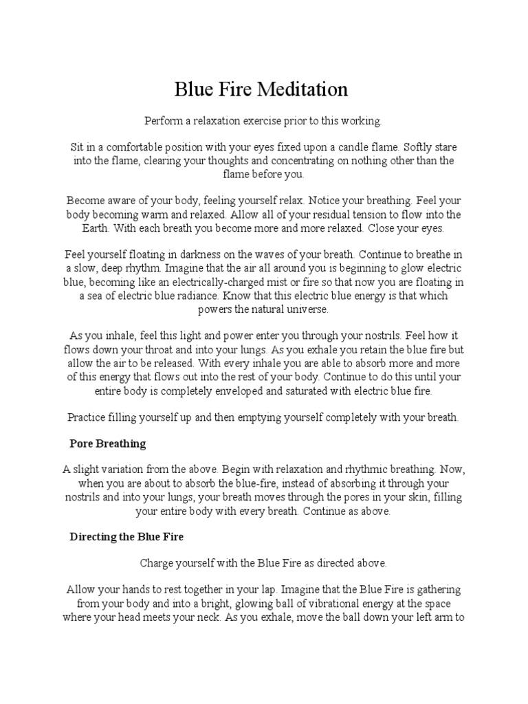 Blue Fire Exercise PDF Breathing Nature