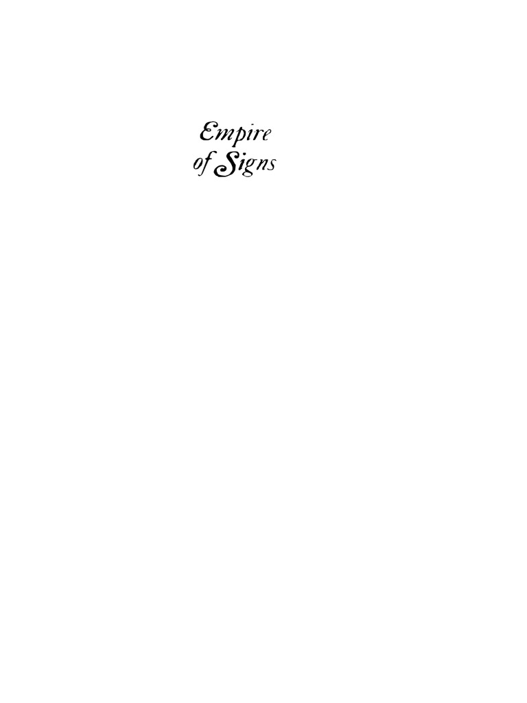 Roland Barthes Empire of Signs PDF PDF Foods