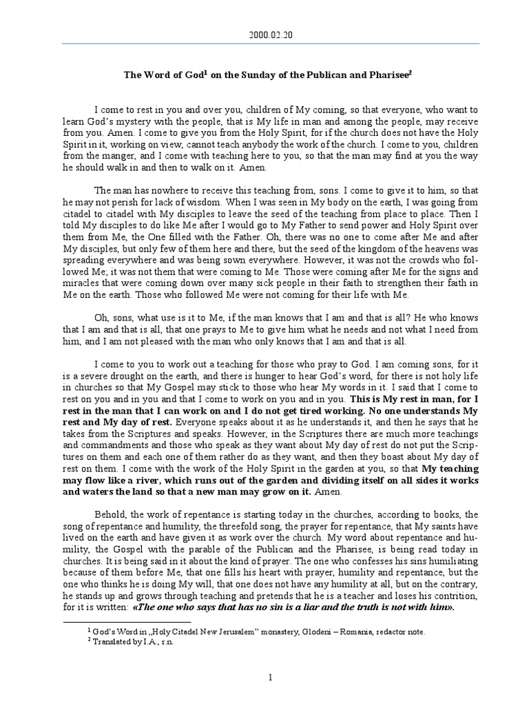 Teaching on Humility and Prayer | PDF | Repentance | Prayer