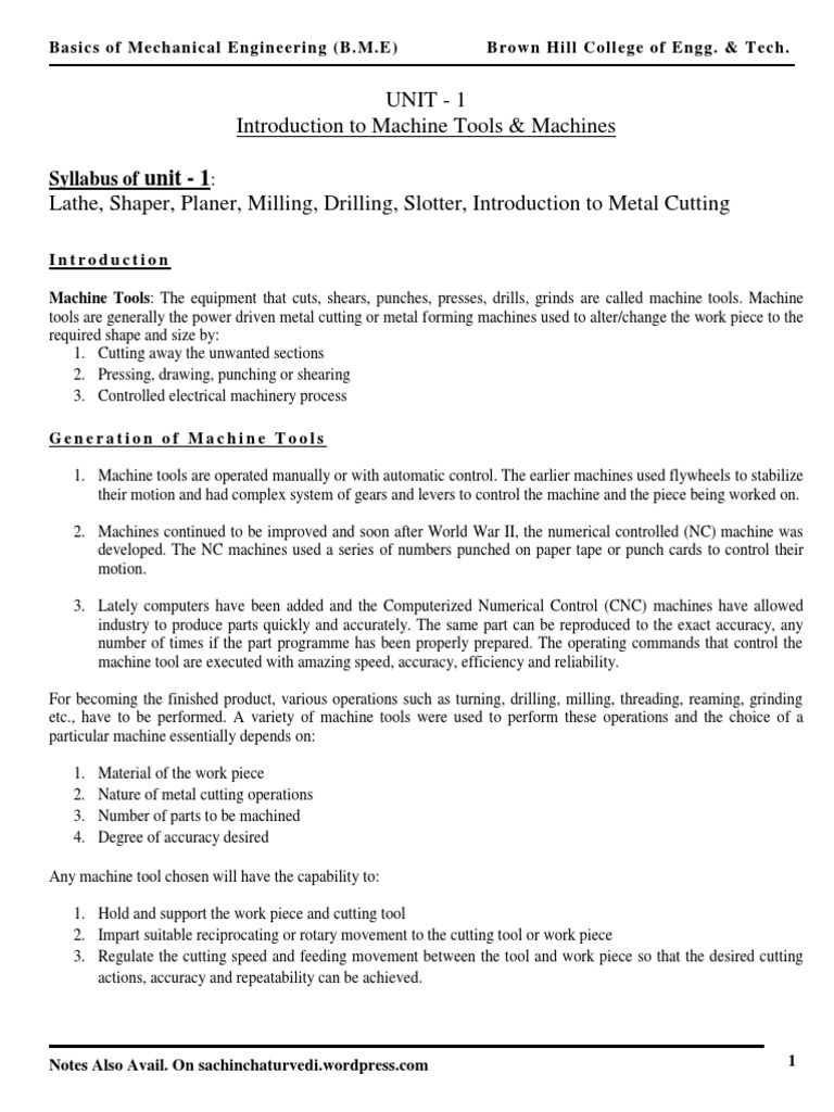 Introduction To Machine and Machine Tool | PDF
