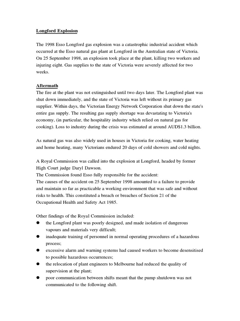 Longford Explosion | PDF | Safety | Nature