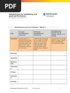 Mindfulness Journal Template