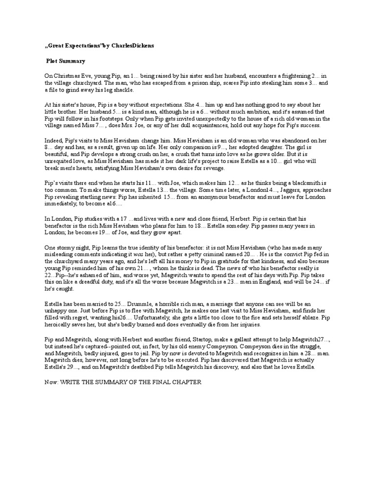 Great expectations summary sparknotes image