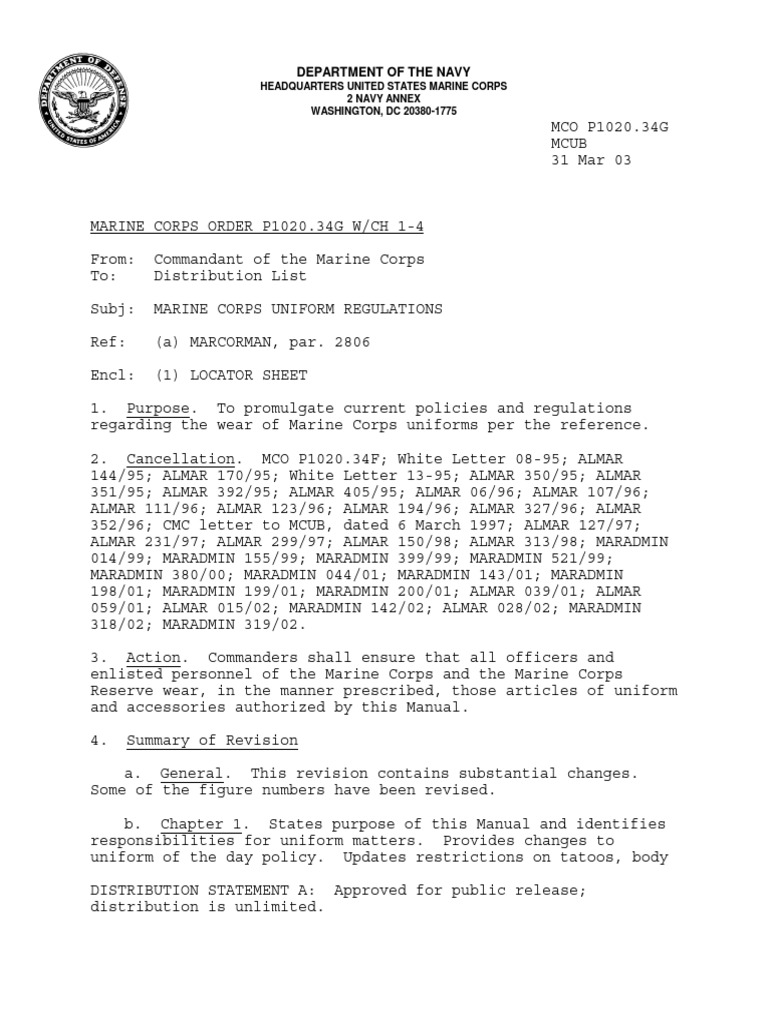 Marine Corps Uniform Regulations