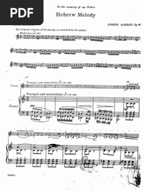 Achron-Heifetz - Hebrew Melody - Violín y Piano - Score | PDF