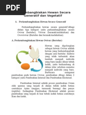 Perkembangbiakan Hewan Secara Generatif Dan Vegetatif