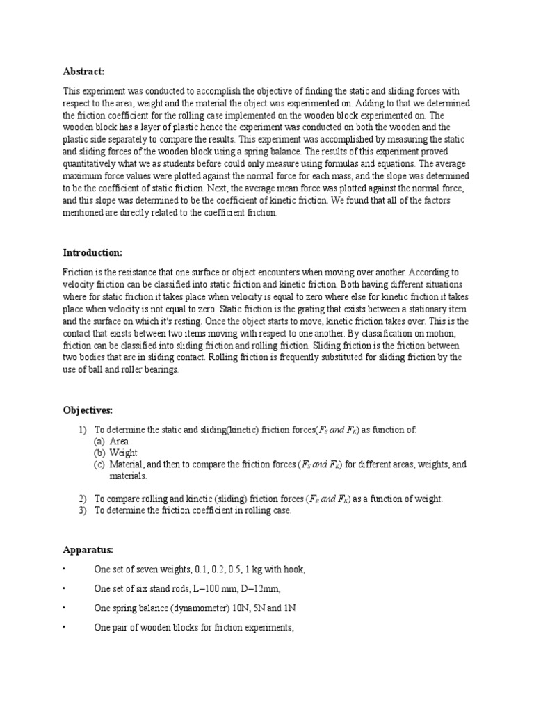 Friction lab report labpaq 06 picture