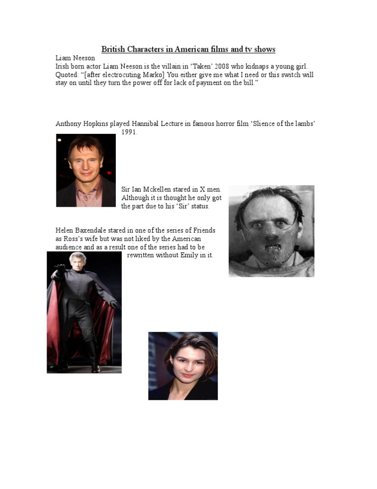 British Characters in American Films and TV Shows | PDF