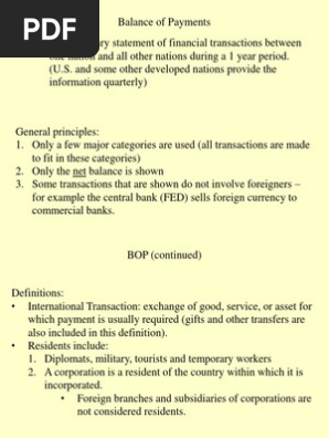 Balance Of Payments Definition Summary Statement Of Pdf Current Account Debits And Credits