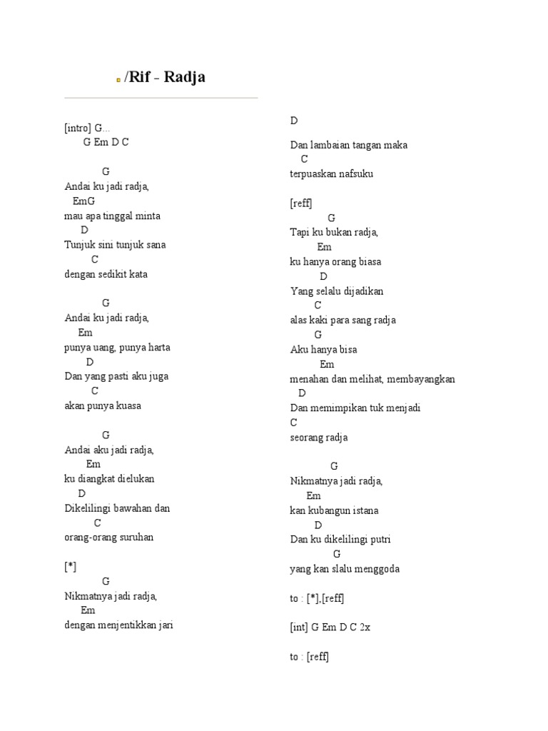 Lirik Rif Radja By Mario Bonong