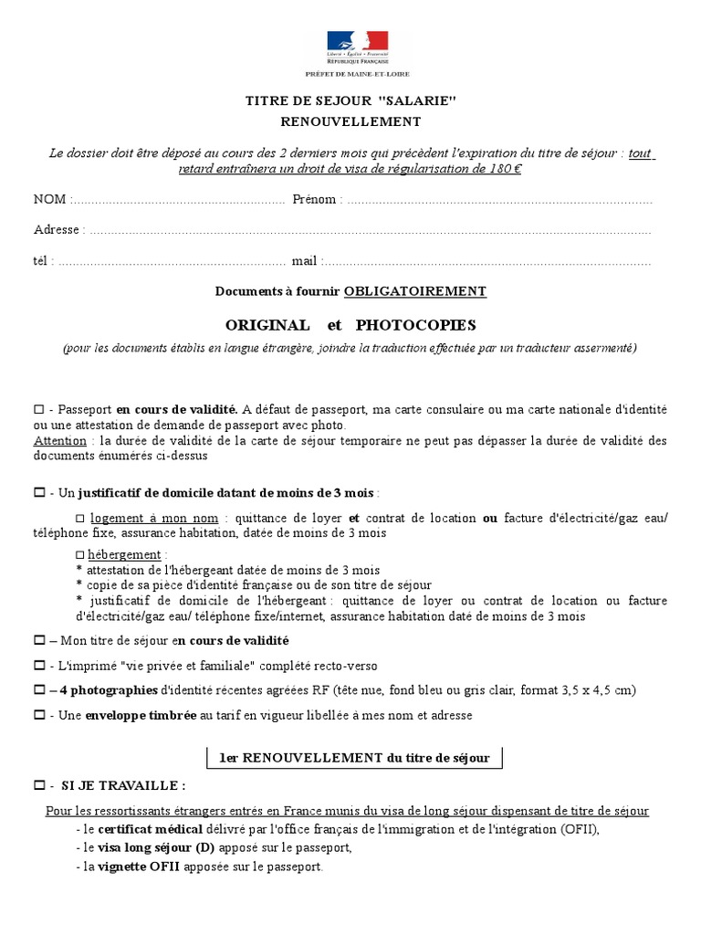 Salarie Renouvellement - 2 | PDF | Passeport | Visa (Document)