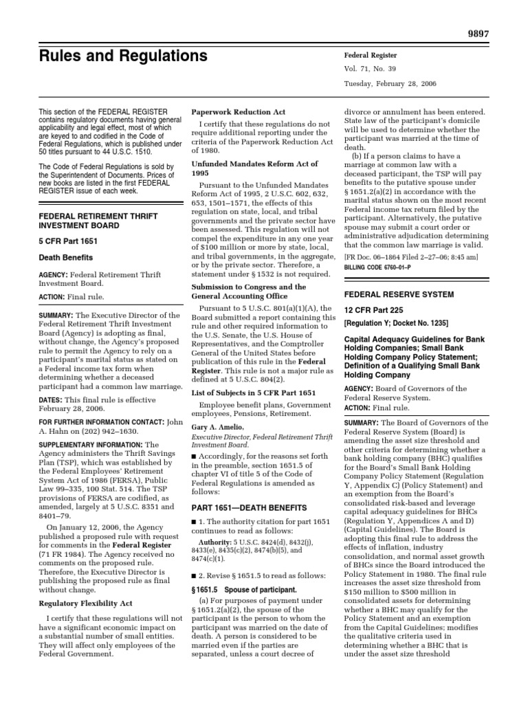 Rules and Regulations Federal Register PDF Securities (Finance