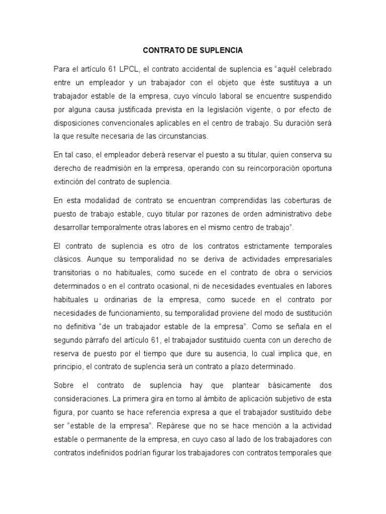 Contrato de Suplencia | PDF | Alcalde | Derecho laboral