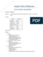 Pengawasan Mutu Makanan - Komposisi, Formulasi, Spesifikasi