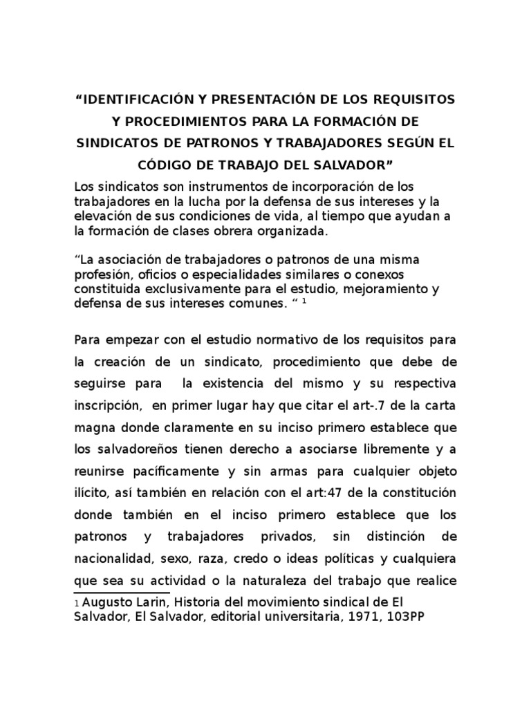 Requisitos Legales Para Constituir Un Sindicato – CWPCHL