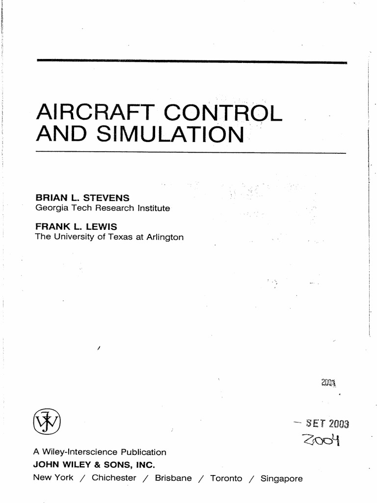 Aircraft Control and Simulation PDF Aviation