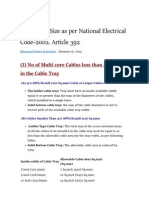 Cable Tray Size As Per National Electrical Code-2002. Article 3