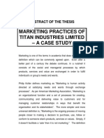 Marketing Practices of Titan Industries Limited - A Case Study
