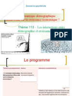 Thème 113 - Les Interactions Entre Démographie Et Croissance Économique