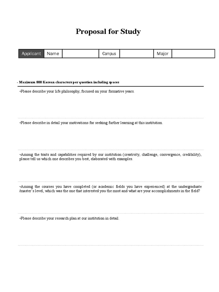 Proposal For Study | PDF | Career & Growth | Language Arts & Discipline