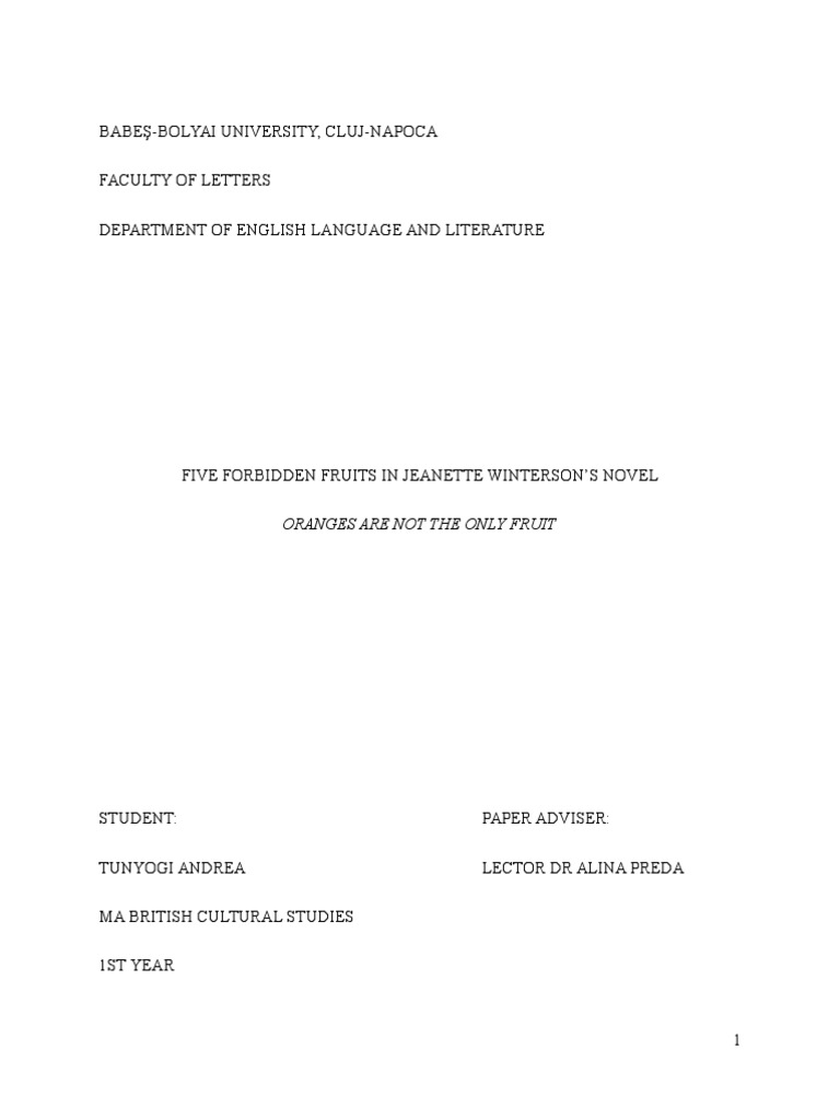 Oranges Are Not The Only Fruit Essay Jane Eyre Novels