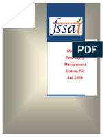 Manual of Food Safety Management System, Fss Act 2006