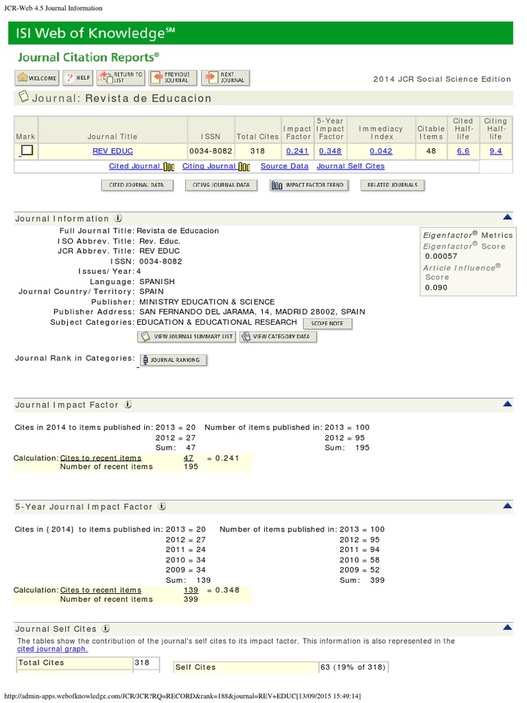 JCRWeb 4.5 Journal Information Academic Publishing
