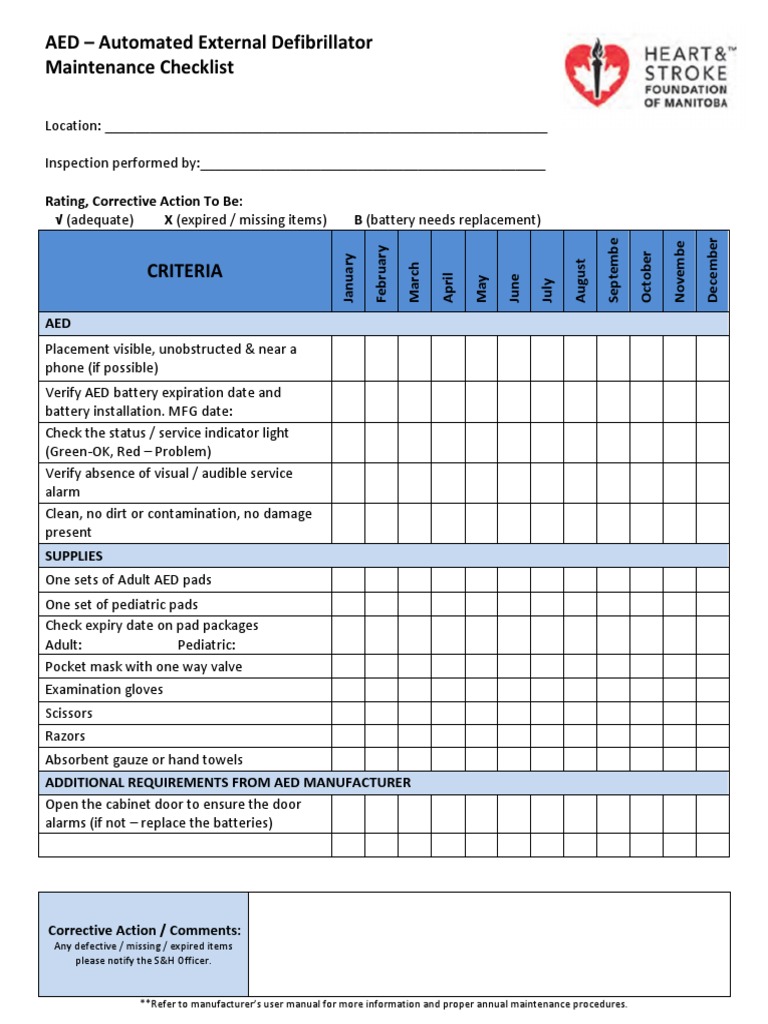 PTSD AED Maintenance Checklist PDF