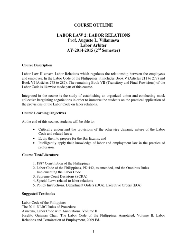 Labor Relations Course Overview | PDF | Arbitration | Trade Union