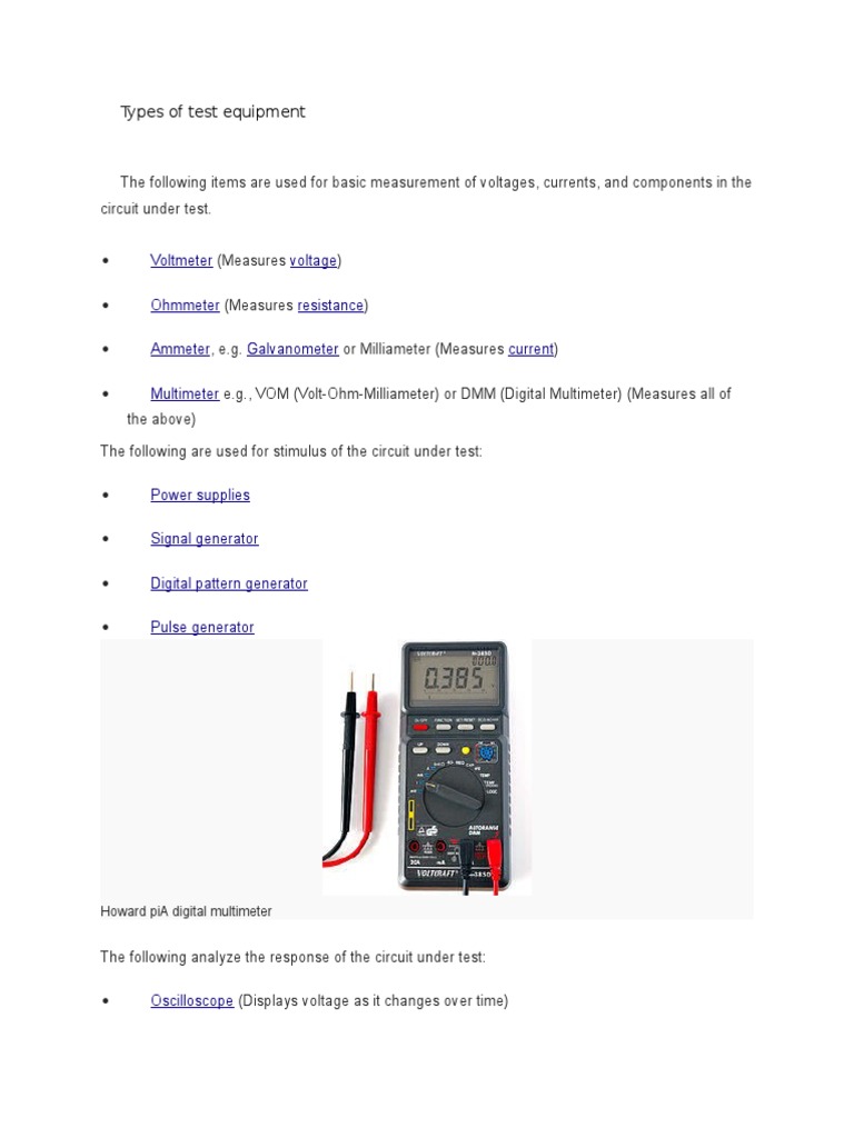 Essential Test Equipment Overview | PDF