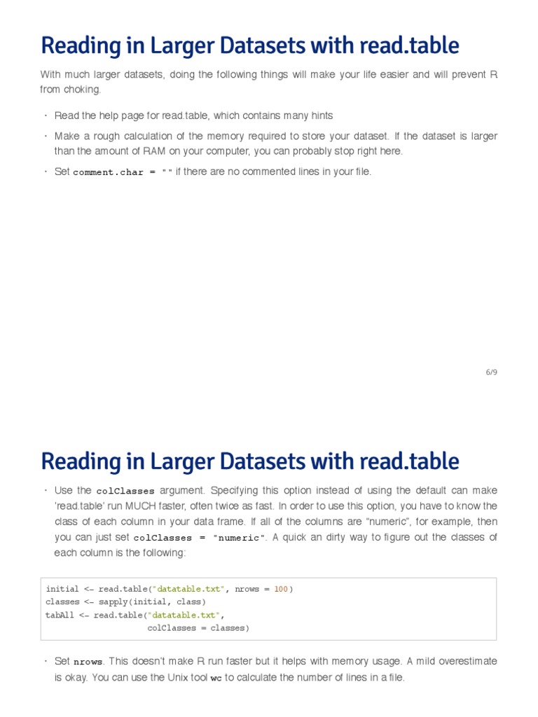 Reading in Larger Datasets With Read - Table Reading in Larger Datasets ...