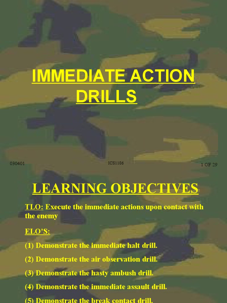 Immediate Action Drills Overview PDF Ambush Military Of The