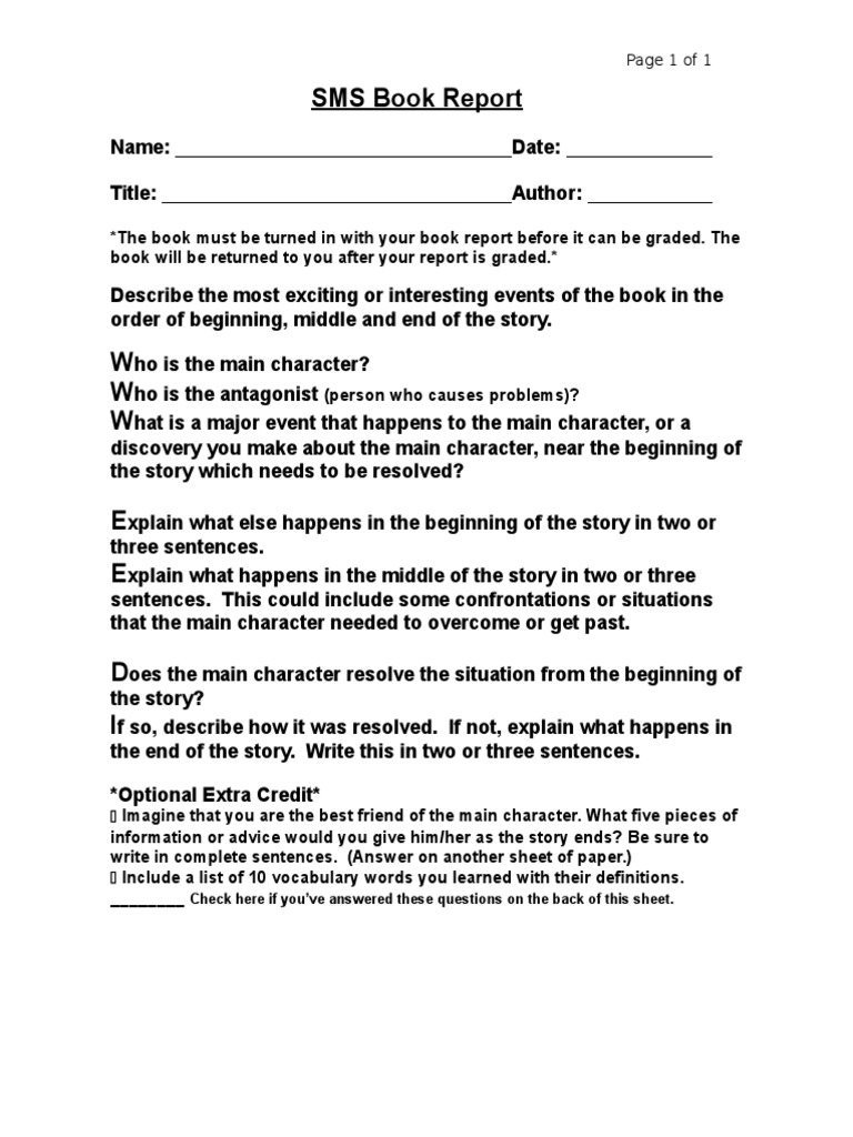 Book Report Template Guide | PDF | Language Arts & Discipline | Self ...