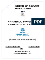 "Financial Statement Analyis of Tata Steel": Delhi Institute of Advance Studies, Rohini