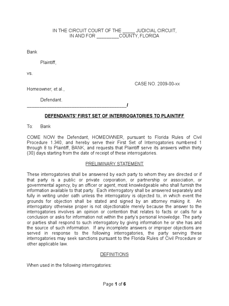 Defendants' First Set of Interrogatories To Plaintiff | PDF ...