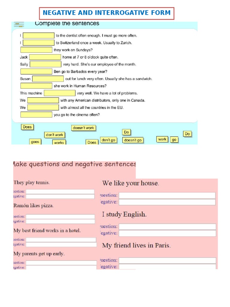 Negative and Interrogative | PDF