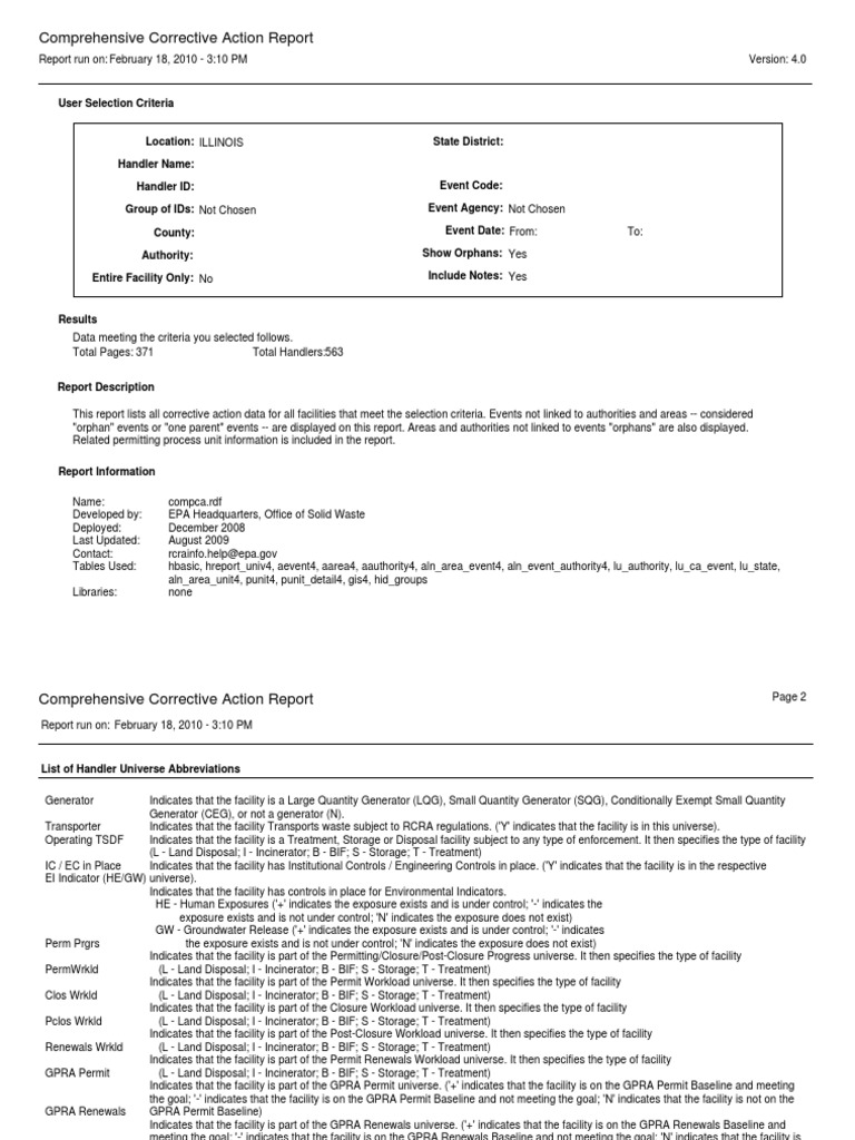 Illinois Comprehensive Action Report | PDF | United States ...