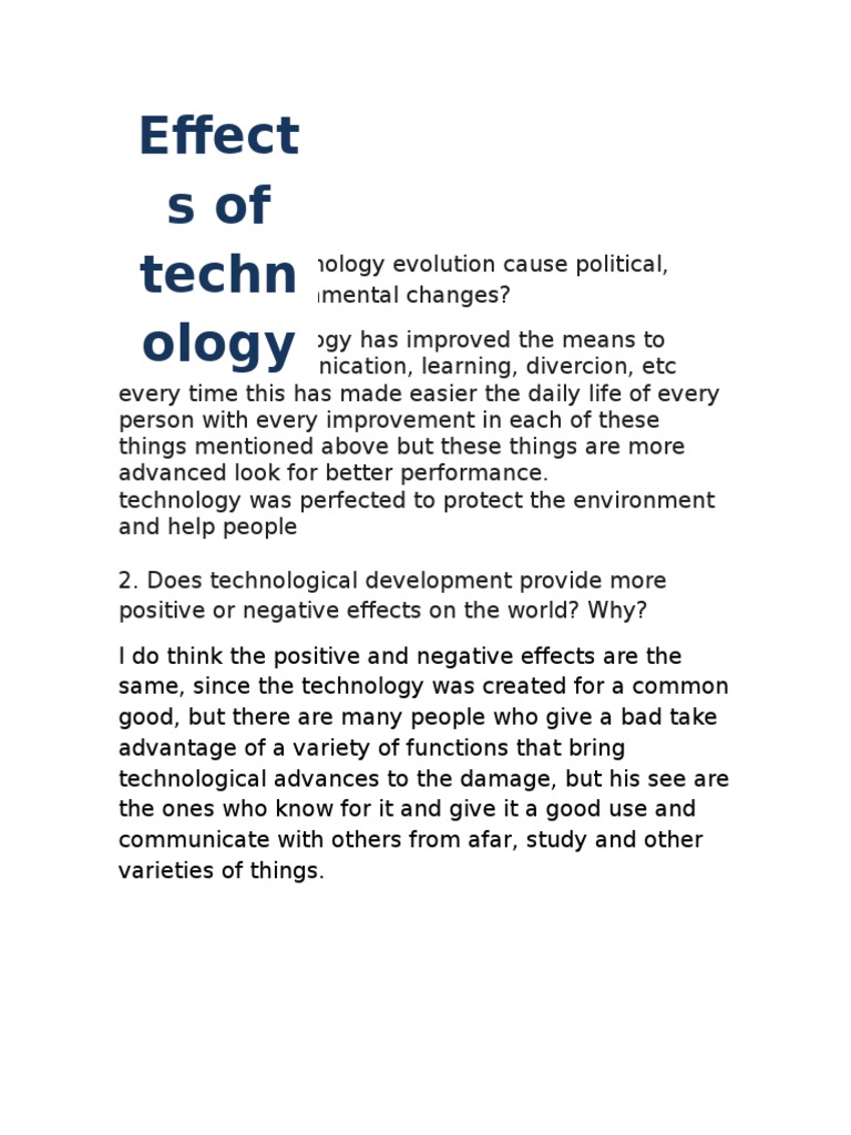 Impact of Technology on Society and Environment | PDF