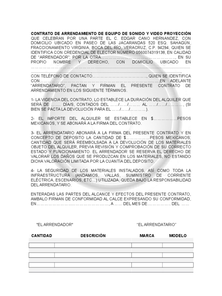 Contrato Sonido