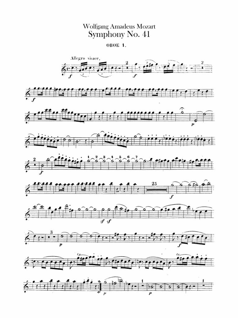 Mozart Symphony 41 "Jupiter" K551. Oboe Part