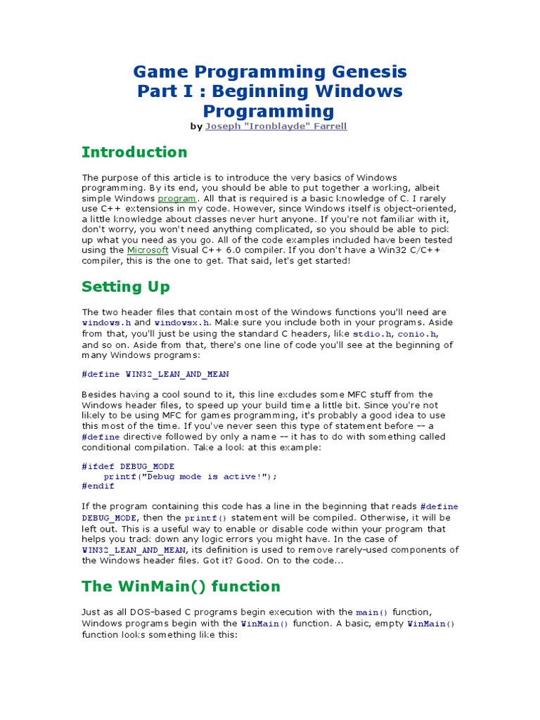Game Programming Genesis | PDF | Parameter (Computer Programming ...