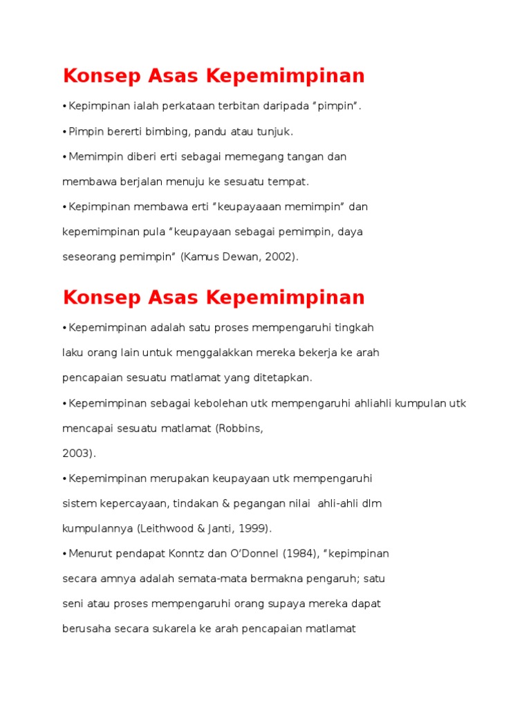 Konsep Asas Kepemimpinan Pdf
