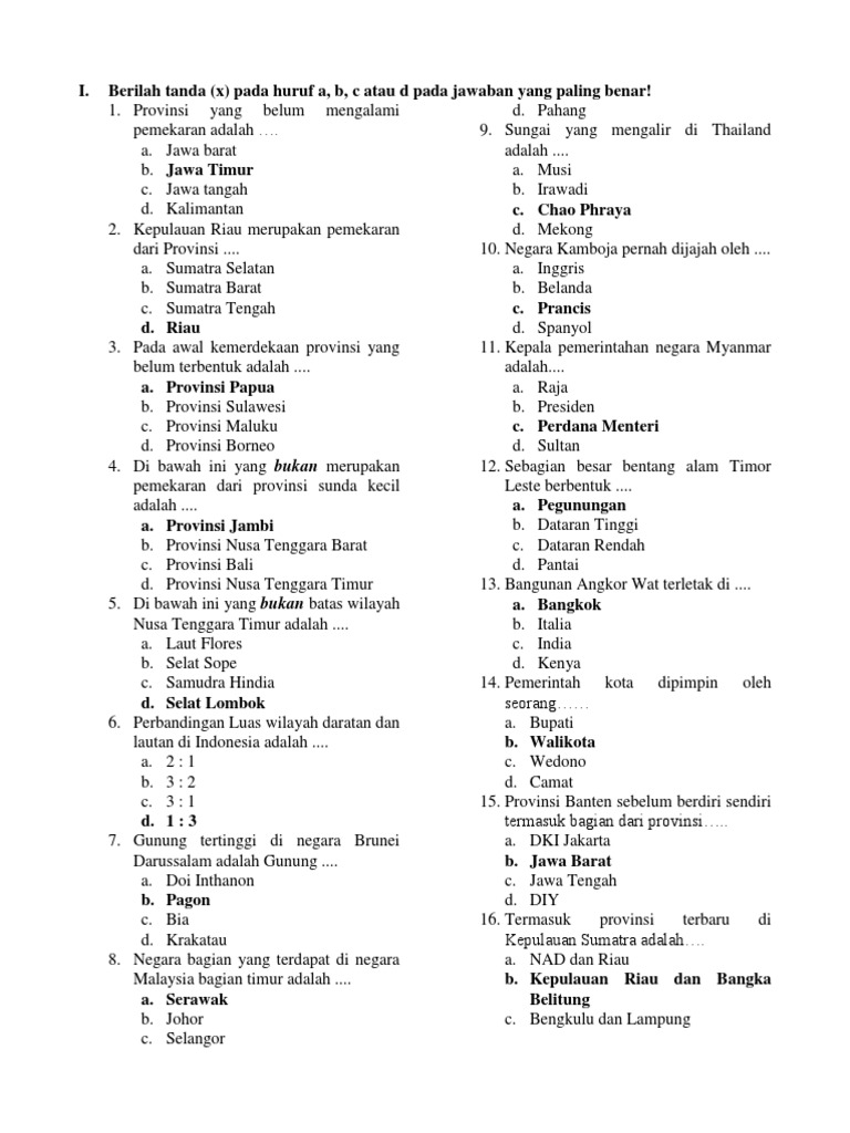 Soal UTS IPS Kelas 6