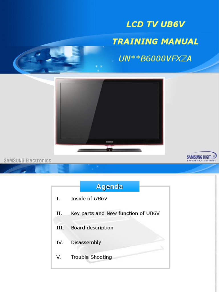 Samsung_UN32B6000_UN40B6000_UN46B6000_UN55B6000_LED_TV_Training_Manual.ppt  | Hdmi | Computer Hardware