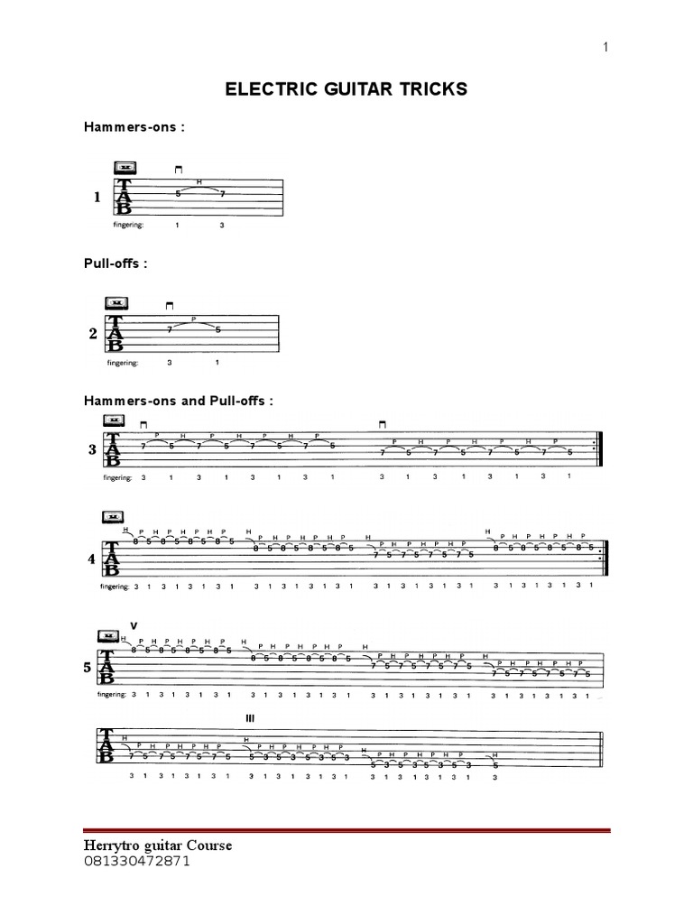 Electric Guitar Tricks HammersOns PDF Sound Production Popular