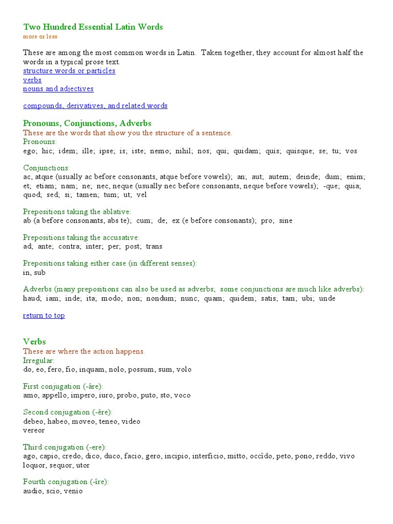 Two Hundred Essential Latin Words | PDF | Languages | Language Arts ...