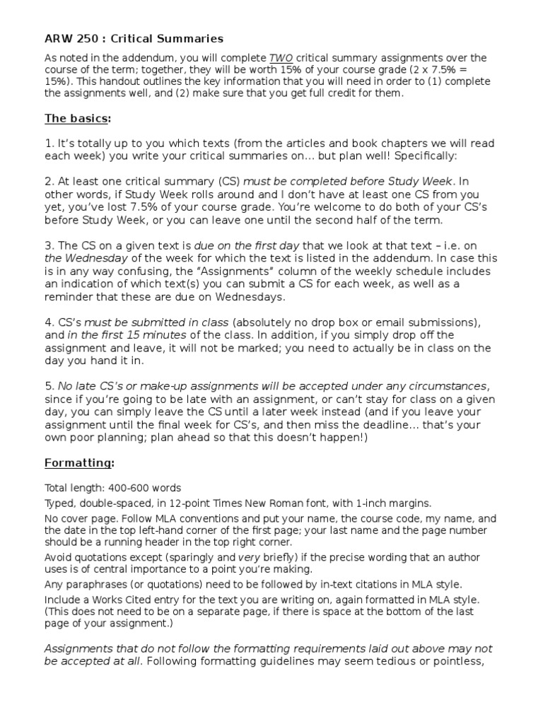 ARW 11 Critical Summaries  PDF  Citation  Argument